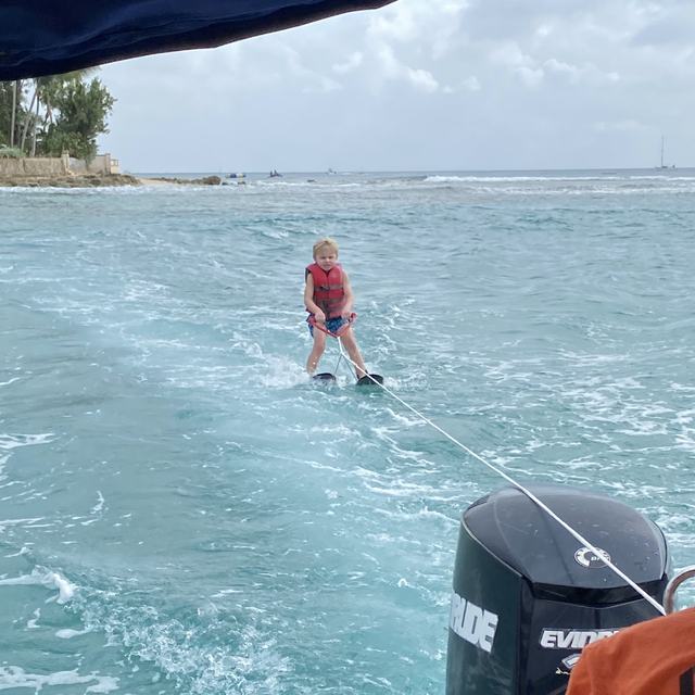 Young skier on the line